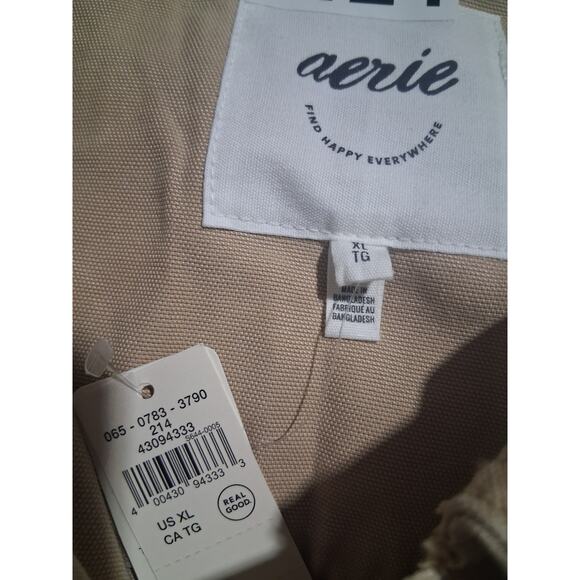 Aerie Womens size XL Canvas Button Up Lifestyle Academia Cropped Chore Jacket - Picture 8 of 9